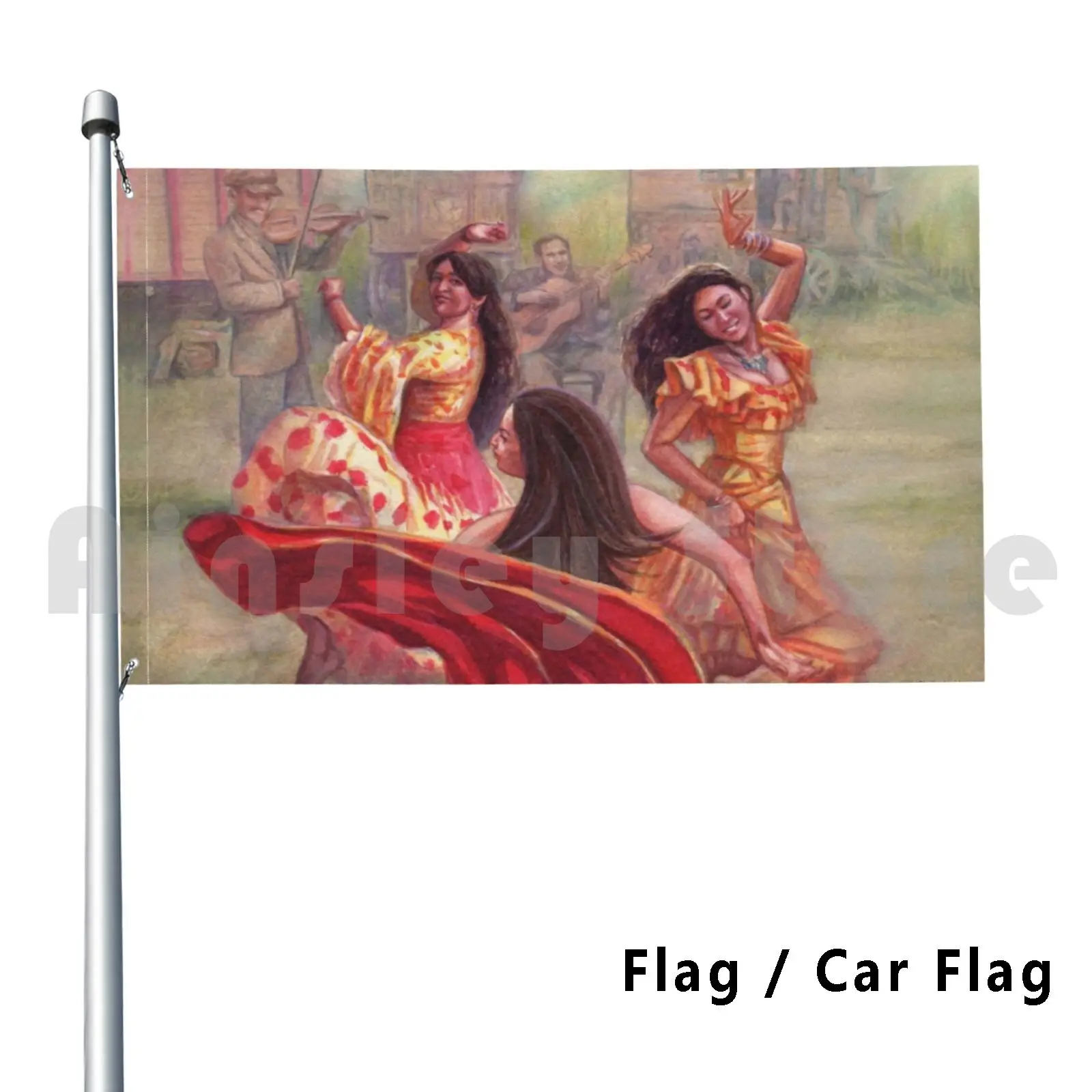 Spain-Card 20-Live Passionately Outdoor Decor Flag Car Flag Spain Spanish Latin Gypsy Dance Flamenco Dancing Passion Red