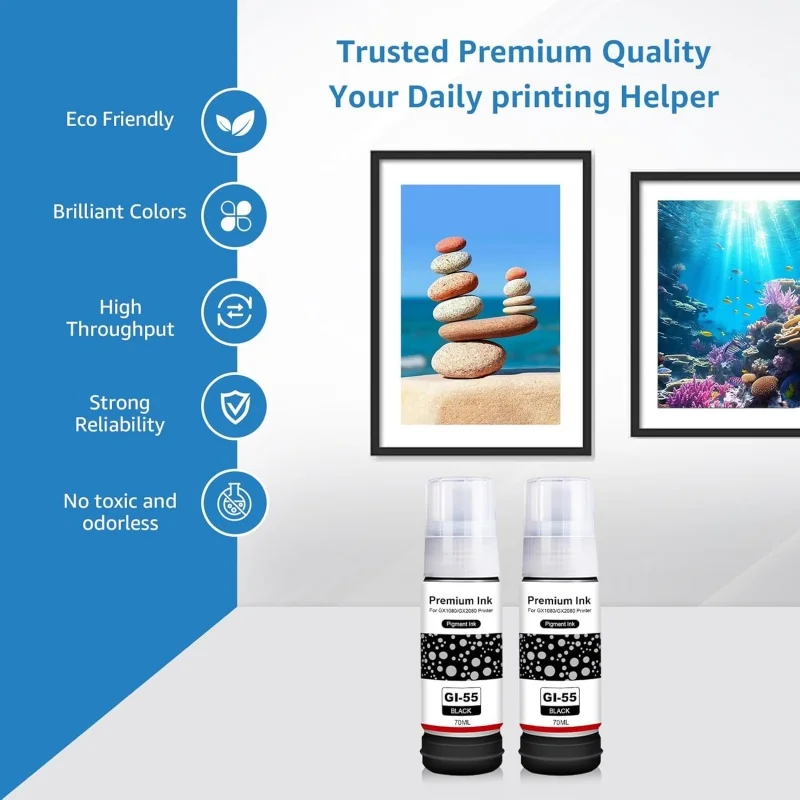 GI-55 Multipack Replacement for GI55 GI 55 Ink for MAXIFY GX1050 GX2050, GX-1050 GX-2050, GX 1050 GX 2050