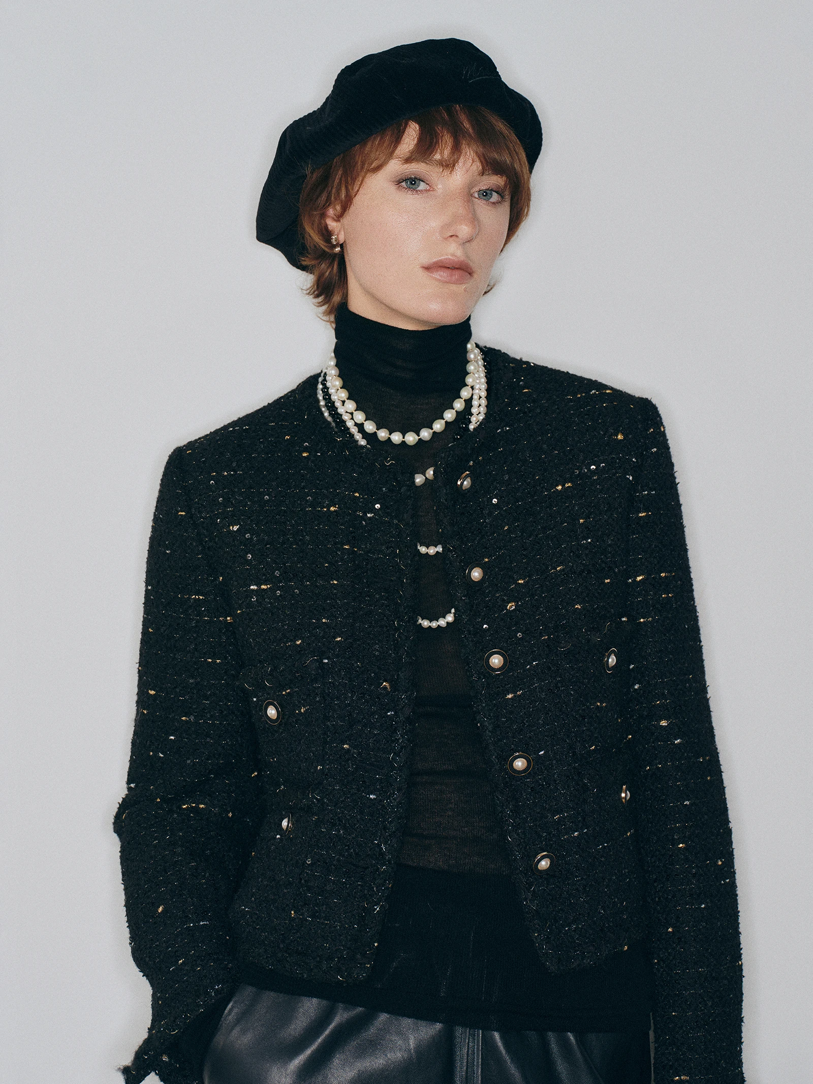 

Retro Sle Faux Fur Jaet iny Sequin Mixed Woolen Goose down Box ape Coat Warm Long Sve round Collar Color Ladies