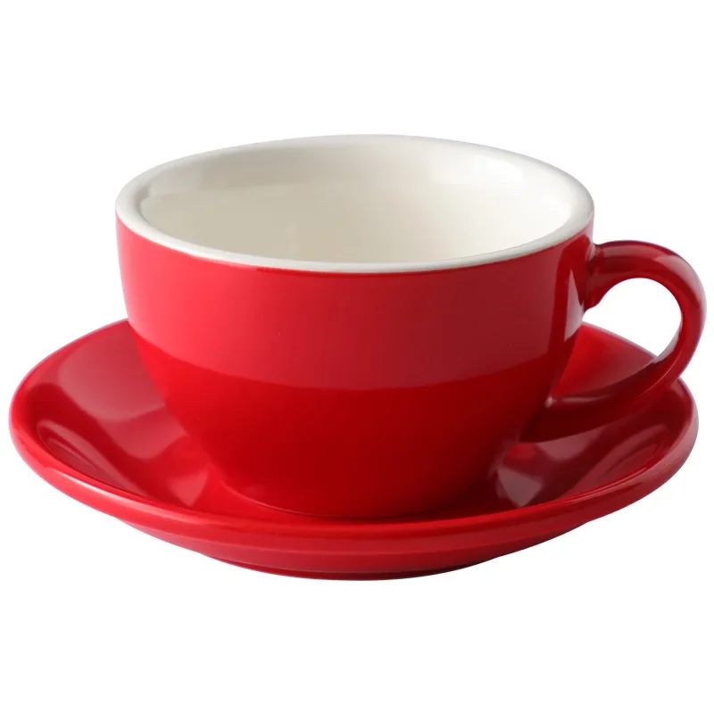 Color Glaze Thickened Ceramic Cappuccino Latte Cup Professional Figured Cup Standard Competition Mouth 250ml Coffee Cup mug