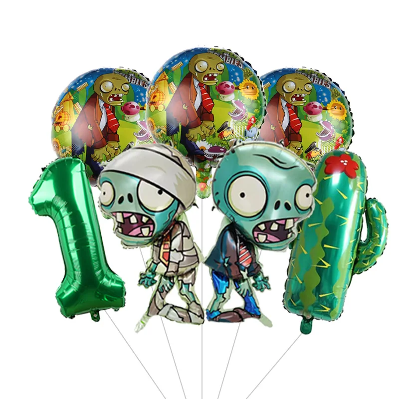Plants vs Zombies Foil Balloons Set Aluminum Film Balloon Bouquet for Birthday Party and Event Scene Layout Supplies
