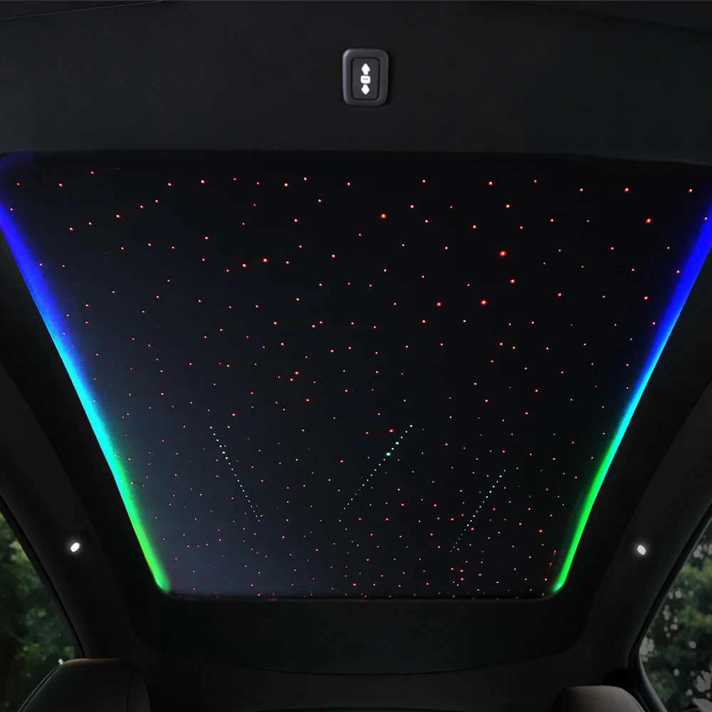 Auto Electric Starry Sunshade for Model Y  Model YL  New Y Juniper Meteorite Roof LED Ambient Voice Button Control UV Protection