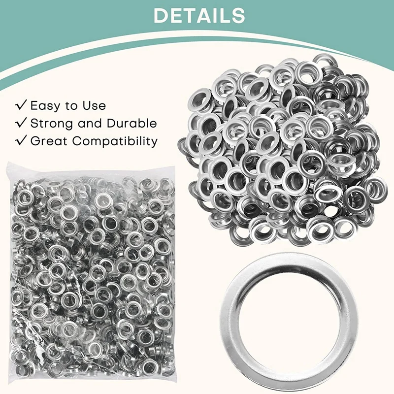 Grommet Tool Kit Grommet & Washer Grommet Kit 500Pcs, 2 Grommets Kit, Suitable For Leather Bags Banner