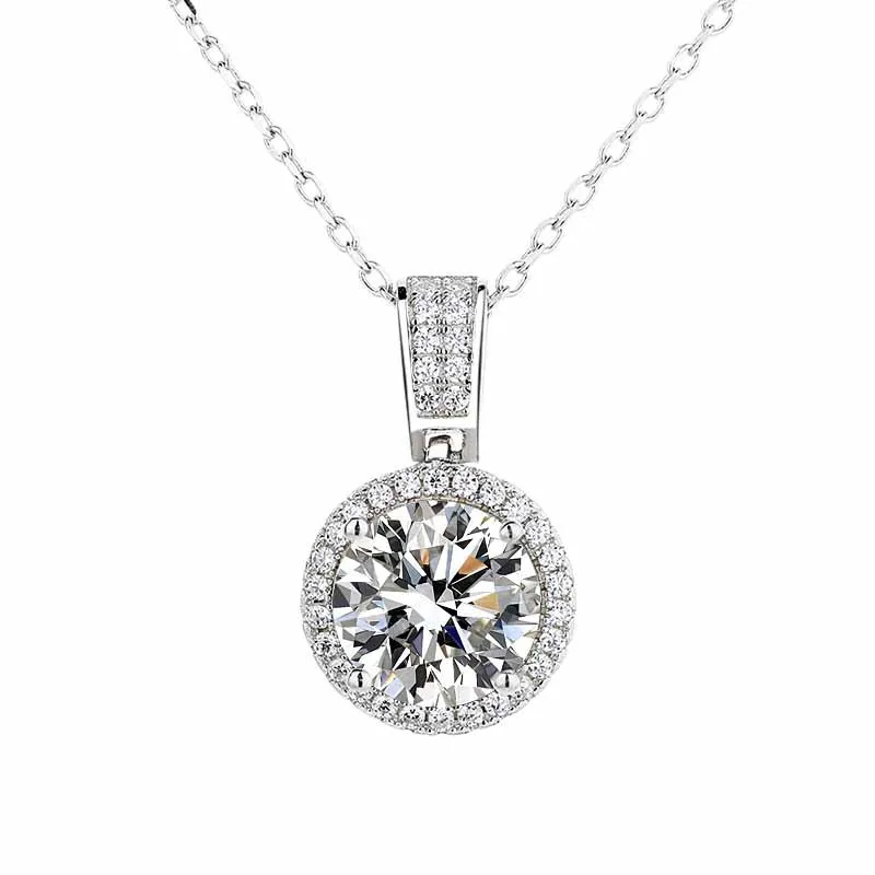 2ct Moissanite Tennis Necklace for Woman Wedding Jewely with Certificate 925 Sterling Sliver Plated 18k White Gold Necklace 4