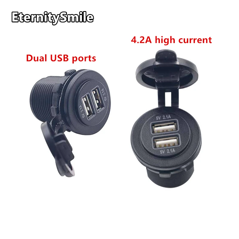 CABLETOLINK Upgrade Dual USB 4.2A Socket Charger 12-24 Volt IP66 Waterproof Power Outlet for Car Boat Motorcycle