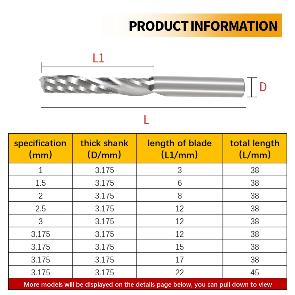 RIGTIP Tungsten Steel Single Edge Milling Cutter 3.175 /4/6 Shank Carbide Single Flute Alloy End Mill CNC Alu Milling Tools