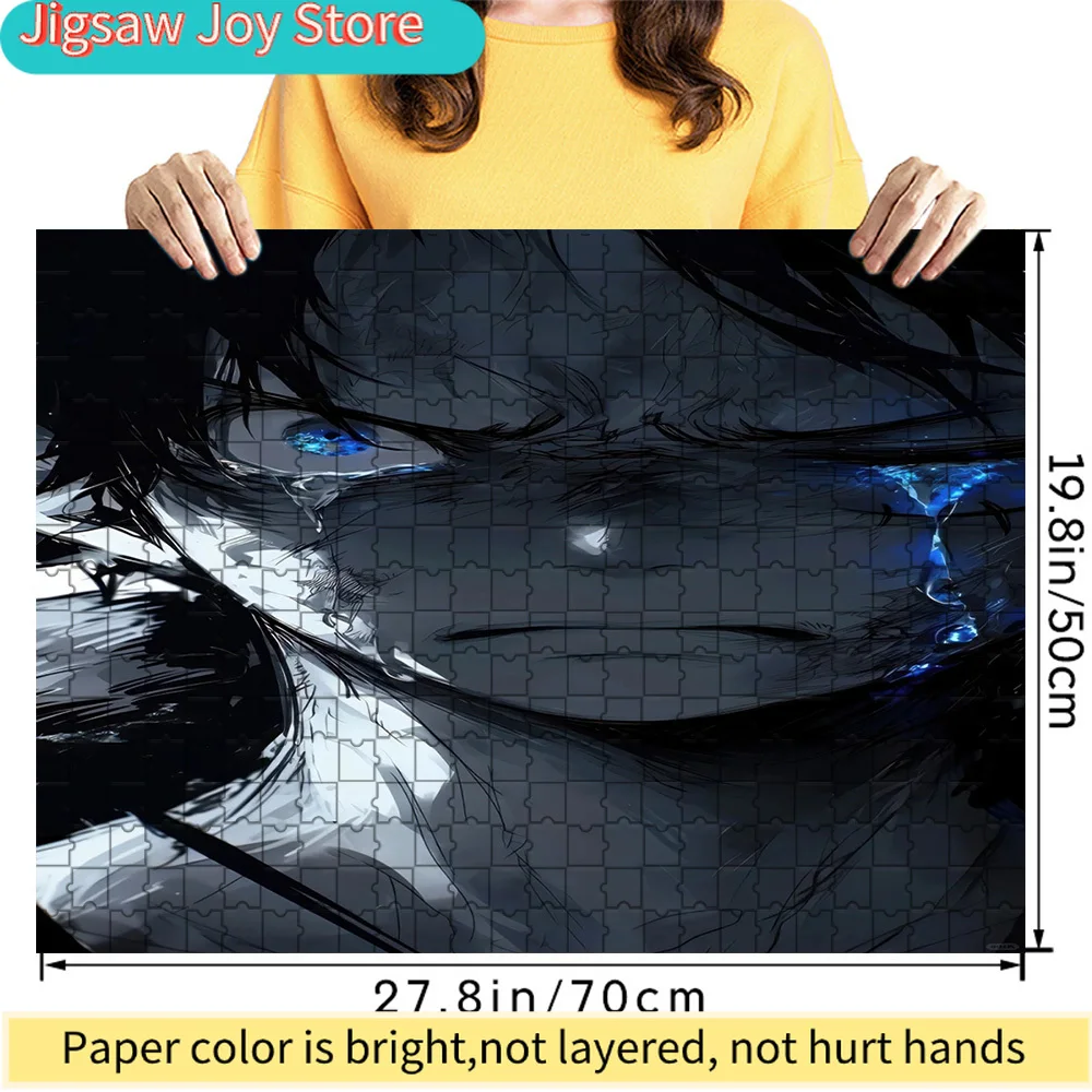 

Premium Paper Jigsaw Puzzle Anime Boy with Crying Blue Eyes Dark Emotional Artwork High Quality Cardboard Puzzle Fun Family Leis