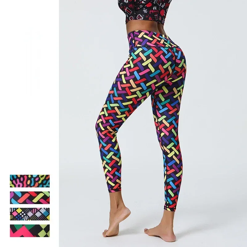 Women New Printed High Stretch Leggings Nude Thin High Waist Sports Fitness Gym Dancing Leggings for Girls 8Z