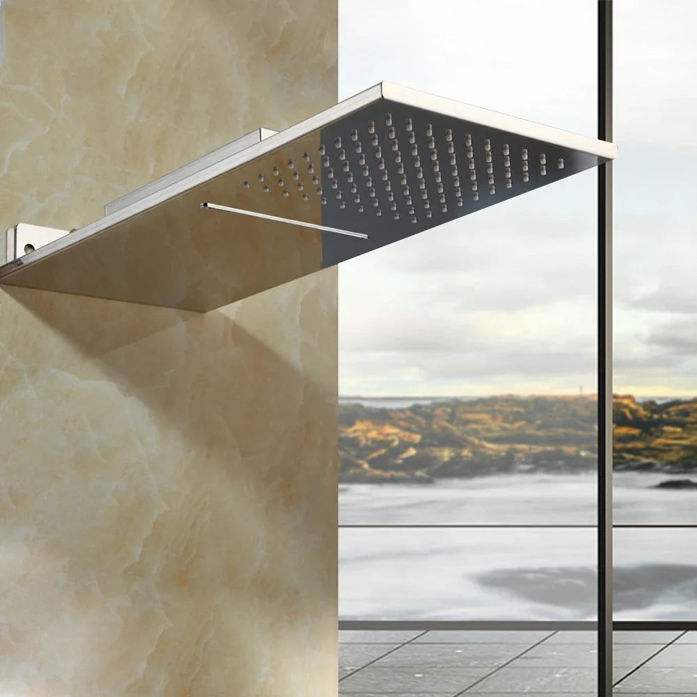 Shower Head Ultra-thin Square Stainless Steel Rainfall & Waterfall Rain Solid Brass Shower Head Shower for Bathroom