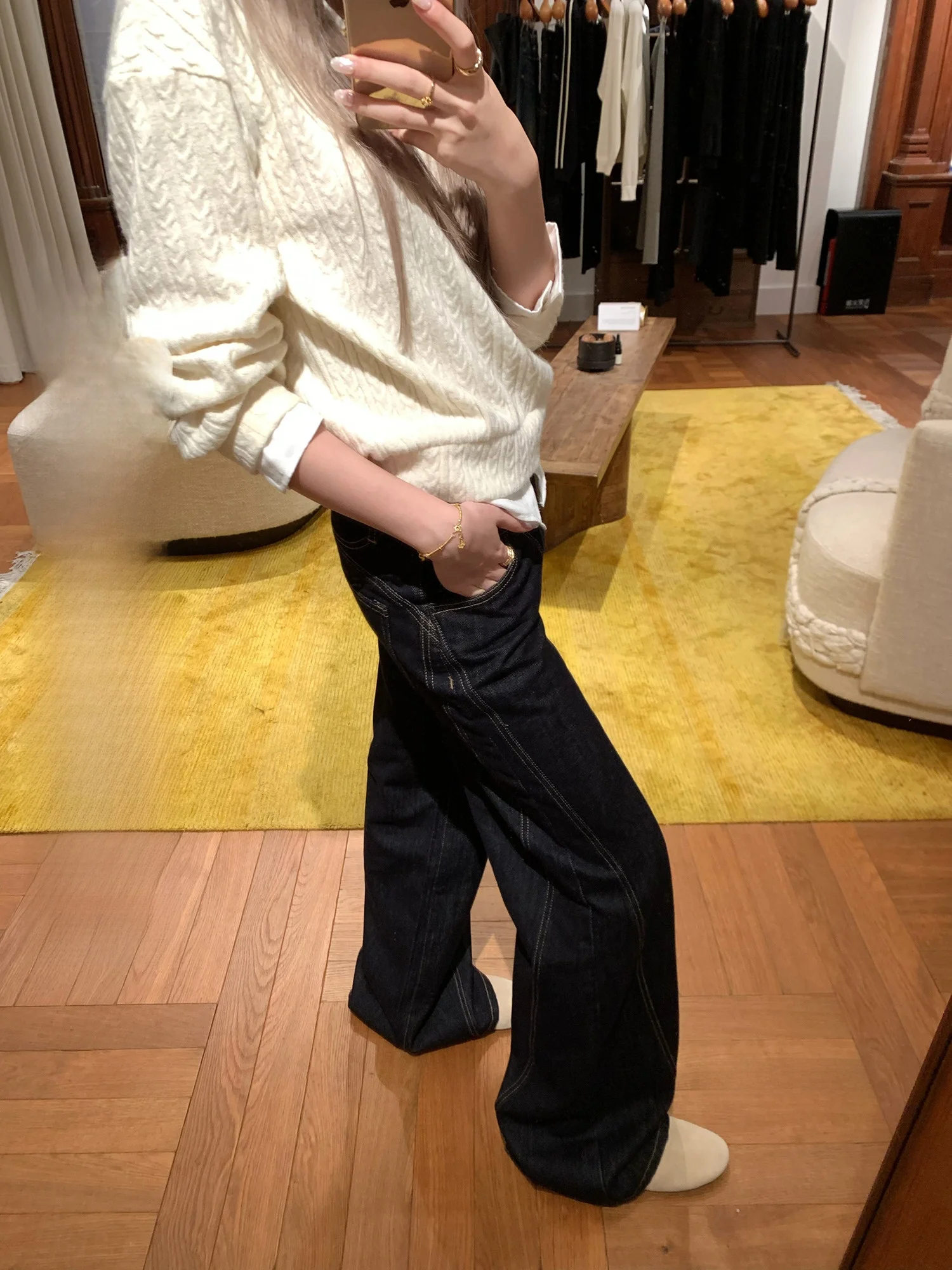 

Повседневные прямые джинсы длиной до пола, женские свободные утягивающие длинные брюки, новые зимние удобные дышащие джинсы с талией