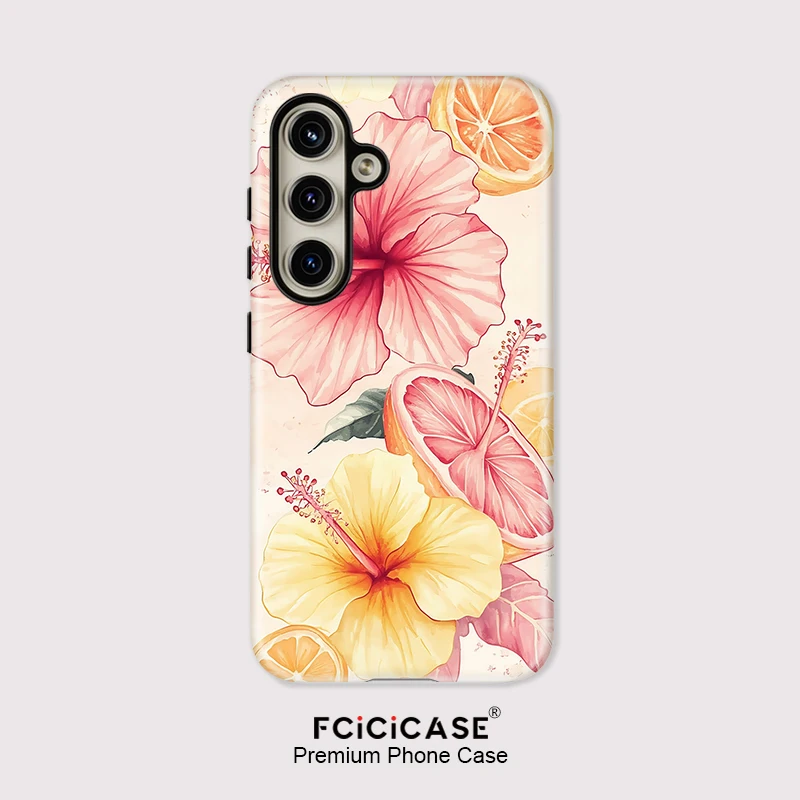 Etui na telefon Fcicicase do Samsung Galaxy A36 A26 A 26 A16 A56 5G Silikonowe kwiatowe pomarańczowe dwuwarstwowe odporne na wstrząsy matowe etui