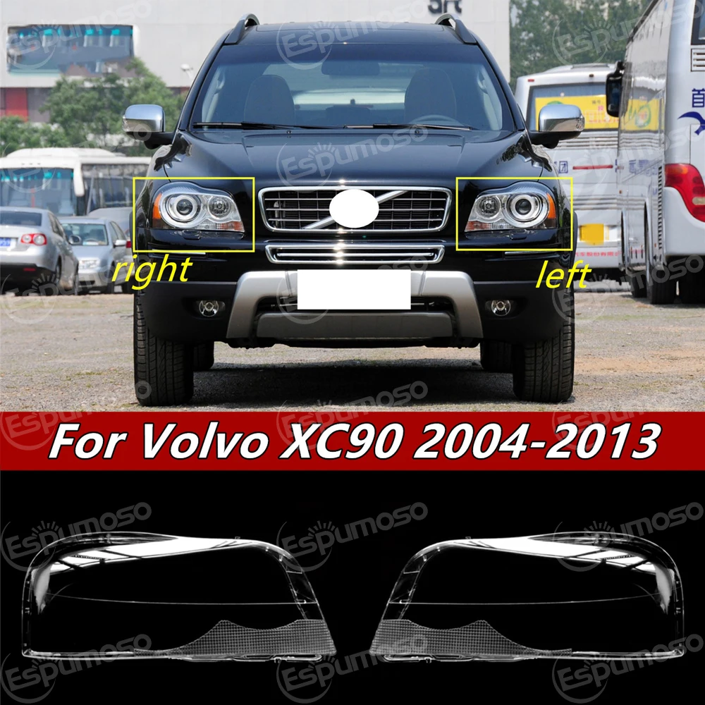 車のフロントヘッドライトレンズカバーボルボ-xc90-2004-2013-クリアヘッドランプシェル透明ランプシェードカーアクセサリー