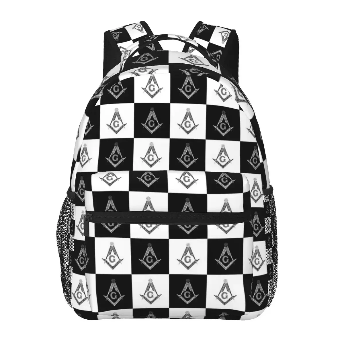 Freemason Checkered Pattern Backpacks Boys Girls Bookbag Students School Bag Cartoon Laptop Rucksack Shoulder Bag Large Capacity