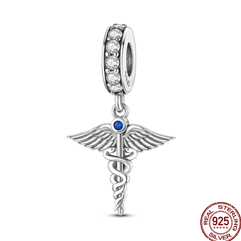 New 925 Shiny Zircon Sterling Silver Religious Angel Cross Series Beads Suitable For 3MM Original Bracelet Diy