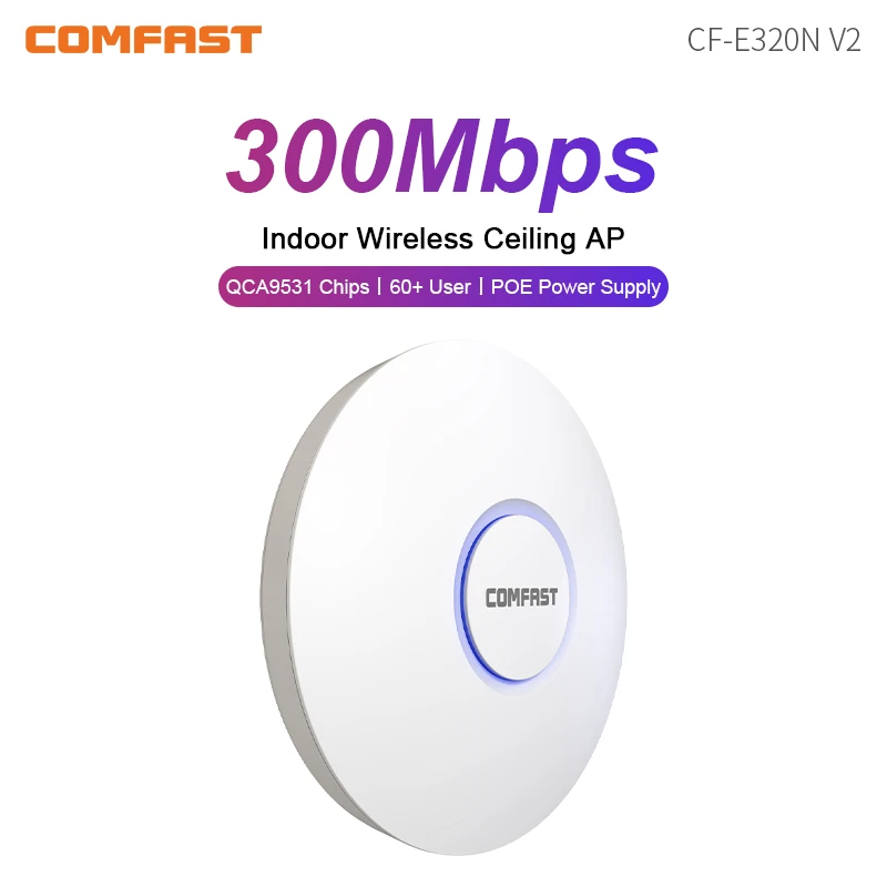 COMFAST 300Mbps Wireless Ceiling AP 2.4G 802.11b/g/n Wifi Indoor Wireless Router Wifi Access Point 48V POE Wifi Signal Amplifier