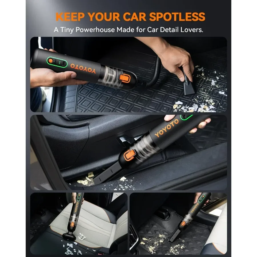 Car Vacuum, Handheld Vacuum Cordless with 21000Pa Powerful Suction & 3 Modes, 4-in-1 Portable Hand Held Mini Vacuum Cleaner Rech