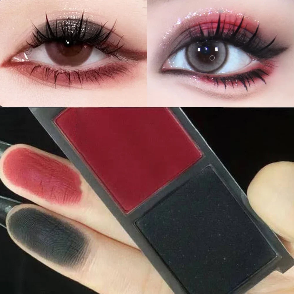 Paleta de sombra de ojos duradera, maquillaje de ojos portátil, resistente al agua, polvo de refrigeración, tinta, dos colores prensados, brillo