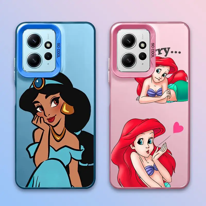 Jasmine And Ariel Princess Phone Case for Redmi Note 13 12 11 Pro Plus 10 9 9S 13C A1 A2 12S 11S Coloured Silver Plating Cover