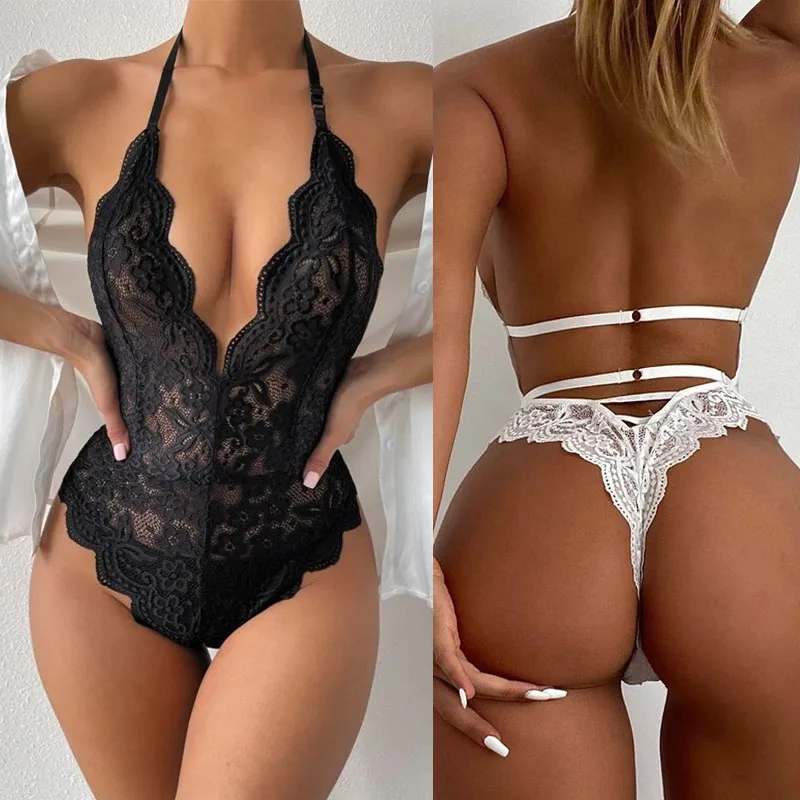 Sexy Lingerie Women Open Crotch Naughty Underwear Babydoll Dress Hot Lace sexiest Bodysuit Transparent Erotic Clothing