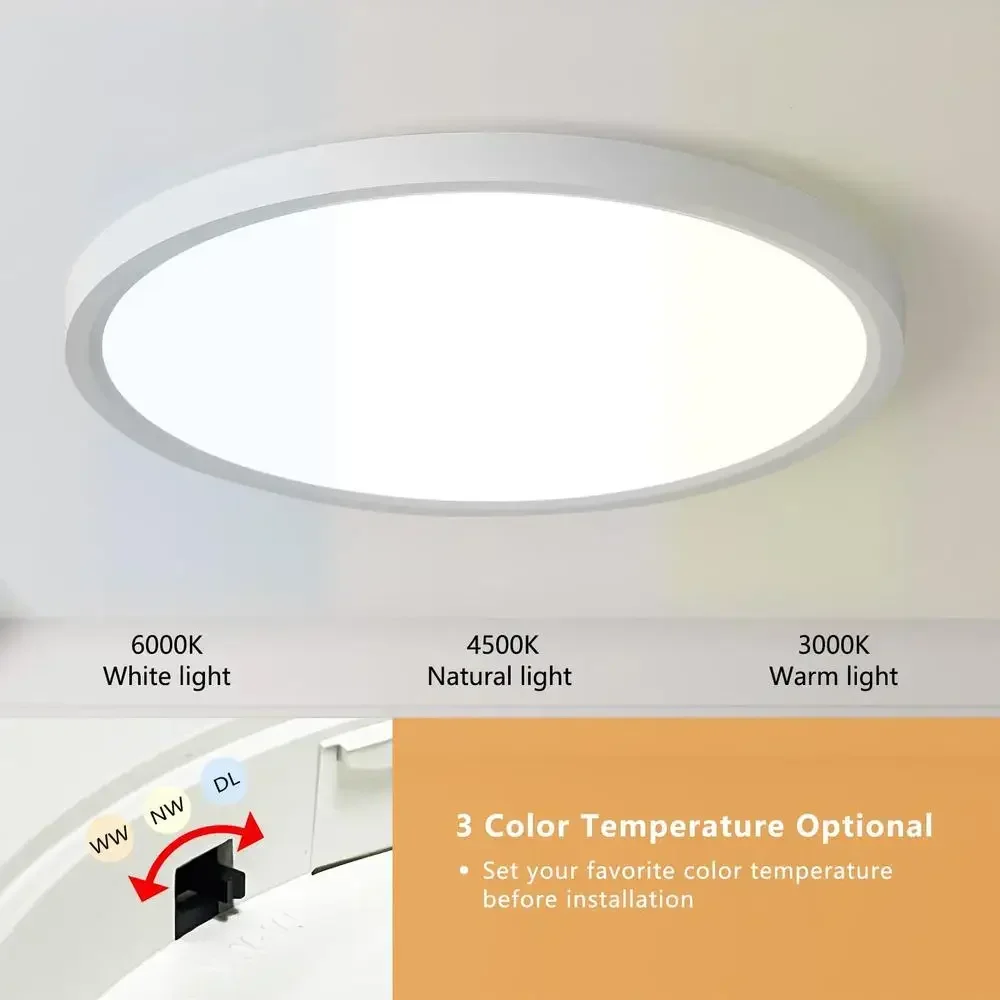 Lampu Plafon LED 20 Inci 40W 4350LM CCT Dapat Dipilih 3000K 4000K 6000K Ultra Tipis Hemat Energi