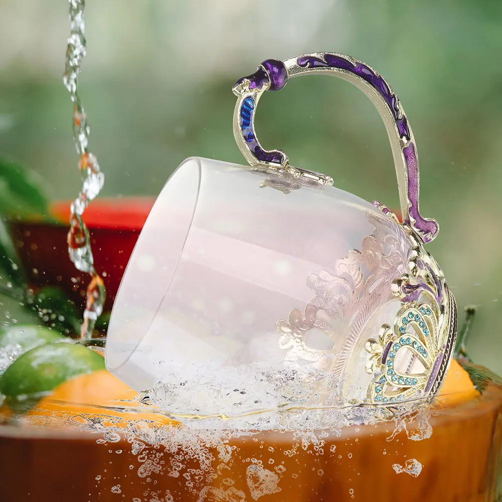 

Creative Enamel Color Tea Cup Milk Beverage Glass Cup Assorted Colors Spoon Included Ergonomic Design Cold Resistant Safe