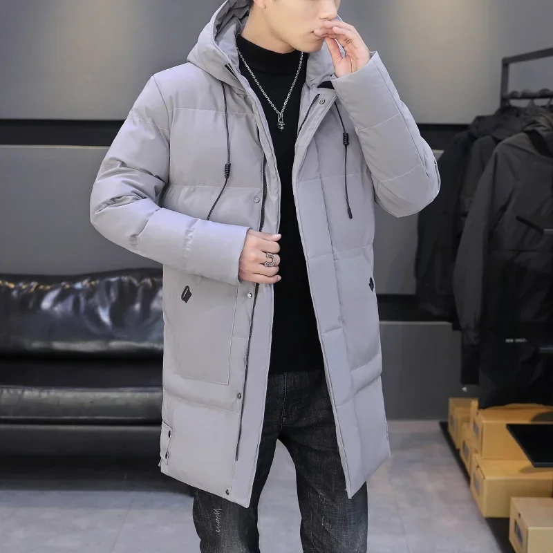 2024 Winter Long Jacket Men's Business Trendy Thick Warm Parka Casual Male Ski Clothes Cold-proof Down Cotton Padded Hooded Coat