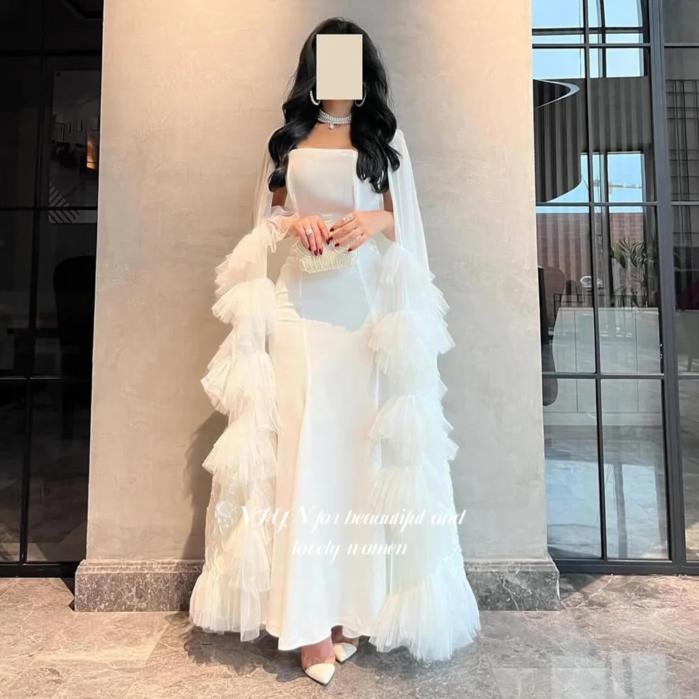 

NFYN A Line платье принцессы с накидкой и рукавами для выпускного вечера многослойные вечерние платья вечернее платье مناسبة رسمية по индивидуальному заказу