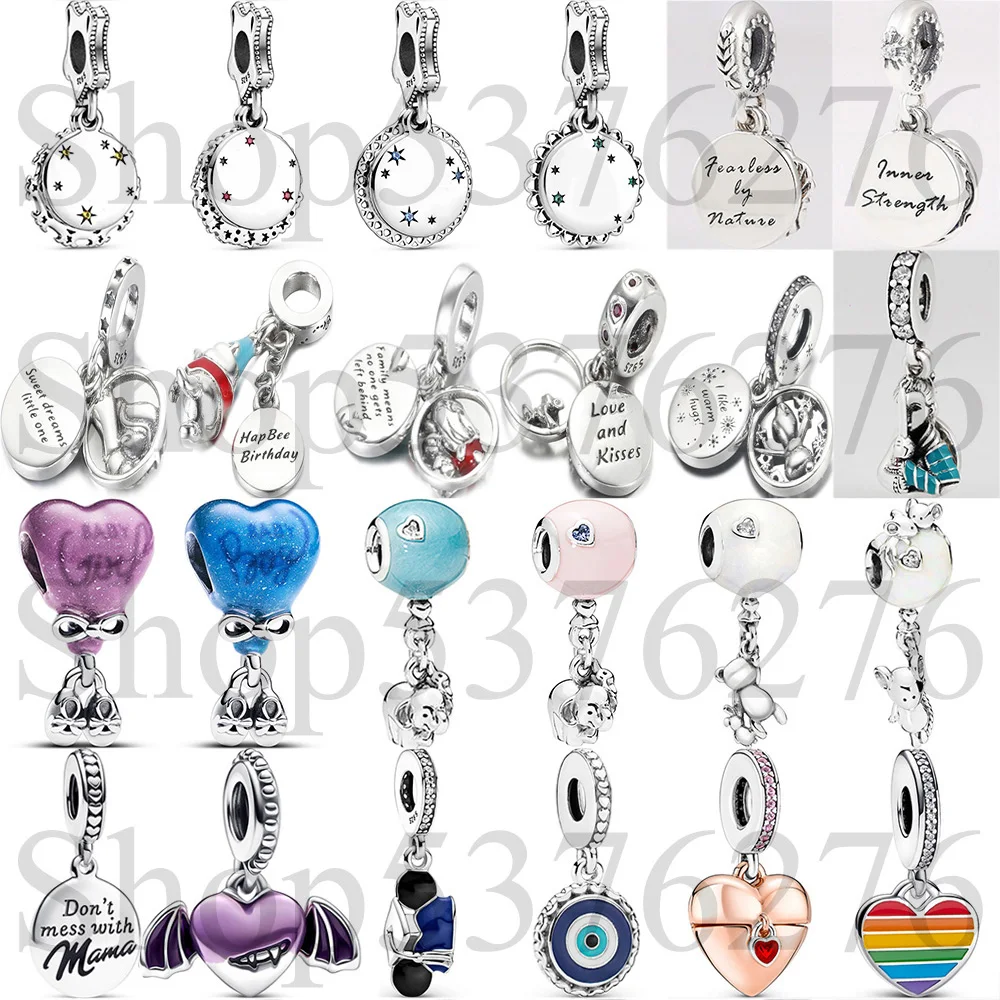 

925 Sterling Silver Bead Boy Girl Gender Reveal Vampire Winged Dangle Charm For Fashion Women Bracelet Bangle Gift DIY Jewelry