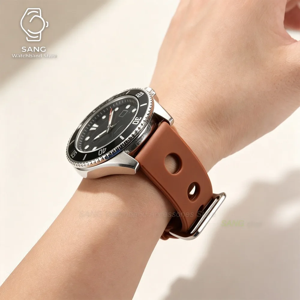 18/20/22mm Perforiertes Silikon-Uhrenarmband Universelles Sport-Uhrenarmband für Männer und Frauen Schnellverschluss-Armbänder für Seiko Weicher Handgelenkgurt – Detail 6