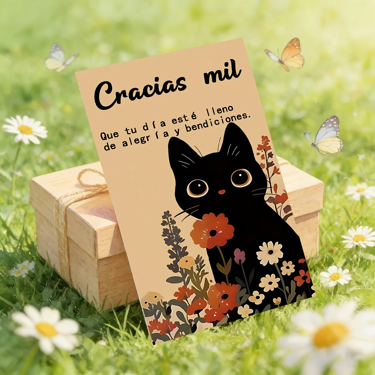 50PCS Black Cat Gift Thank-you Cards, Simple and Cute Design, Suitable for Holiday Gatherings, Business and Other Occasions