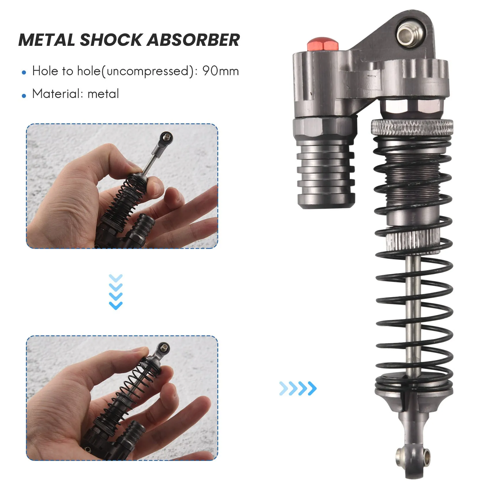 A68T 2 Stuks Aluminium 90Mm Absorber Schokken Voor 1/10 Schaal Rc Rock Crawlers Axiale Scx10 D90 Truck