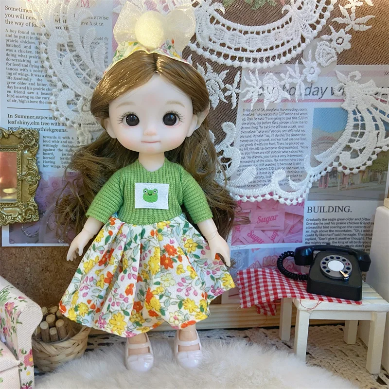 16cm Dolls for Girls Children\'s Toys 1/8 BJD Mini Dolls Kawaii with Clothes Birthday Xmas Gifts Princess Dress Up Toy