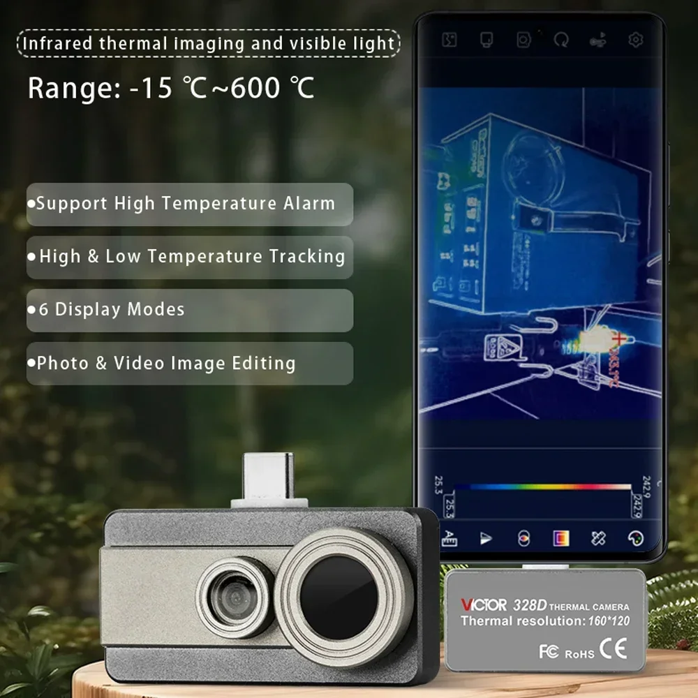 RUOSHUI 328D(160*120)  328E(256*192) Android Type-C Thermal Imager 25Hz Mobile Thermal Imaging Camera Device Fault Detect