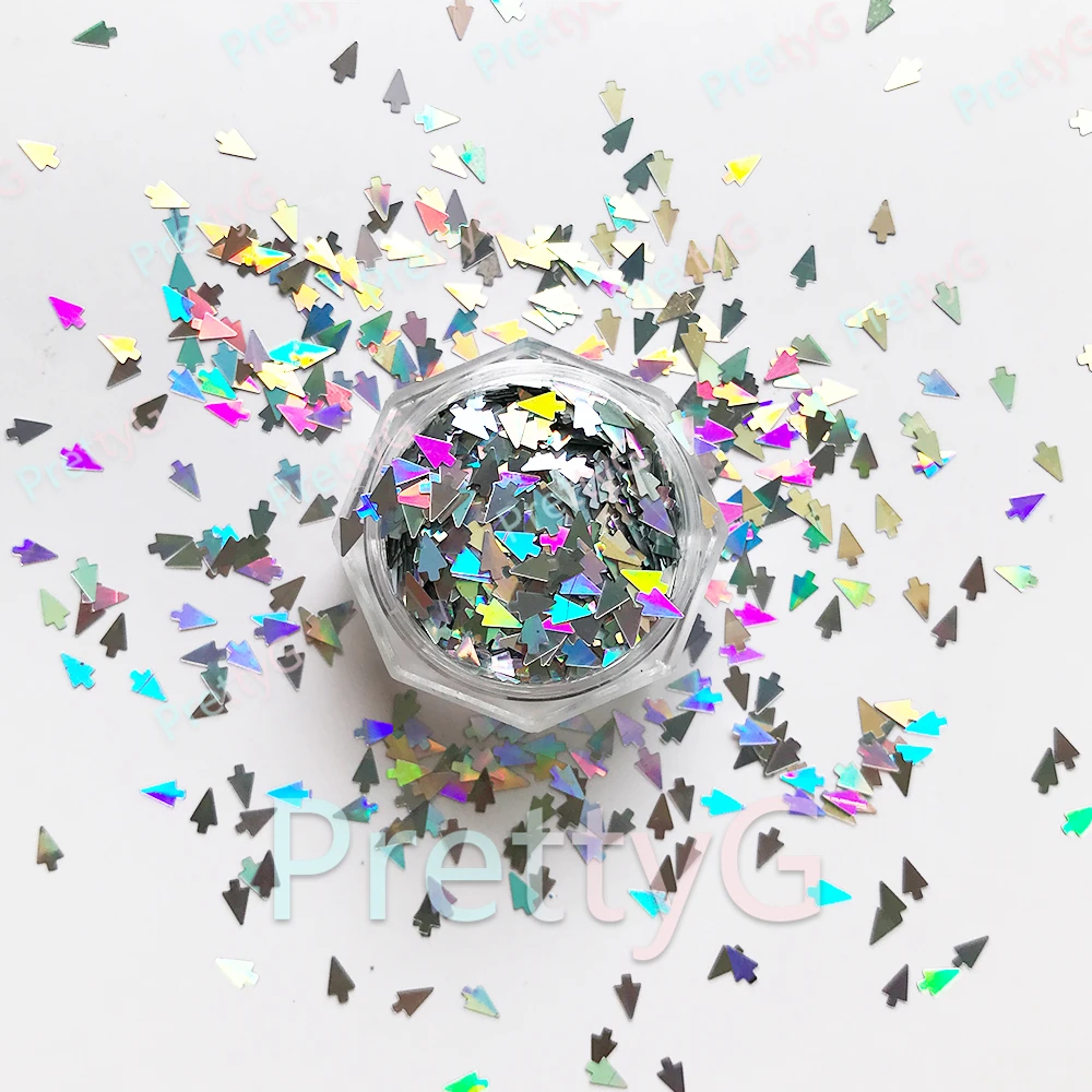 

PrettyG 1 коробка 3 мм в форме стрел, голографические блестящие блестки для смолы, сделай сам, художественное ремесло, аксессуары для украшения макияжа ногтей