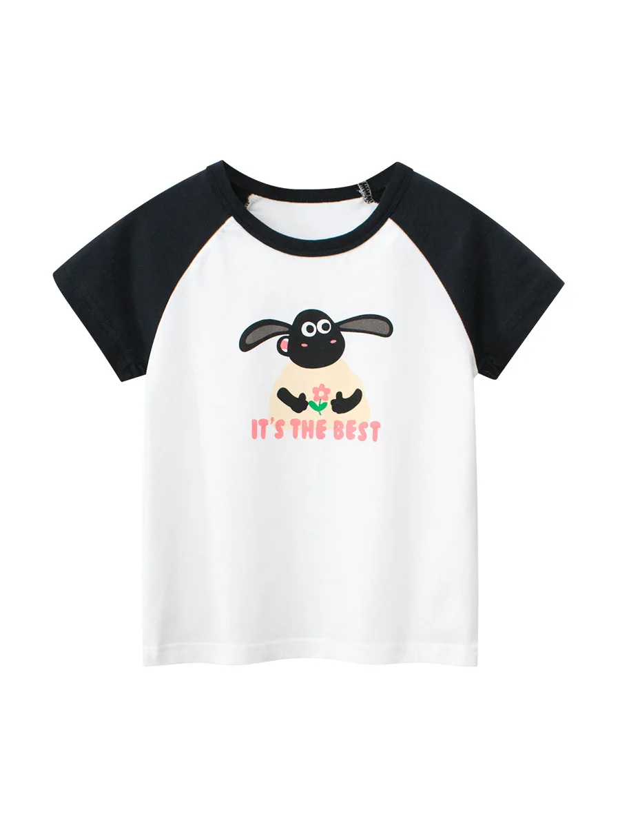 2024 Children T-Shirts Clothes for Girls 100% Cotton Bear Rabbit Flowers Cartoon Kids Girls Short Sleeve Casual Sport Top Tees