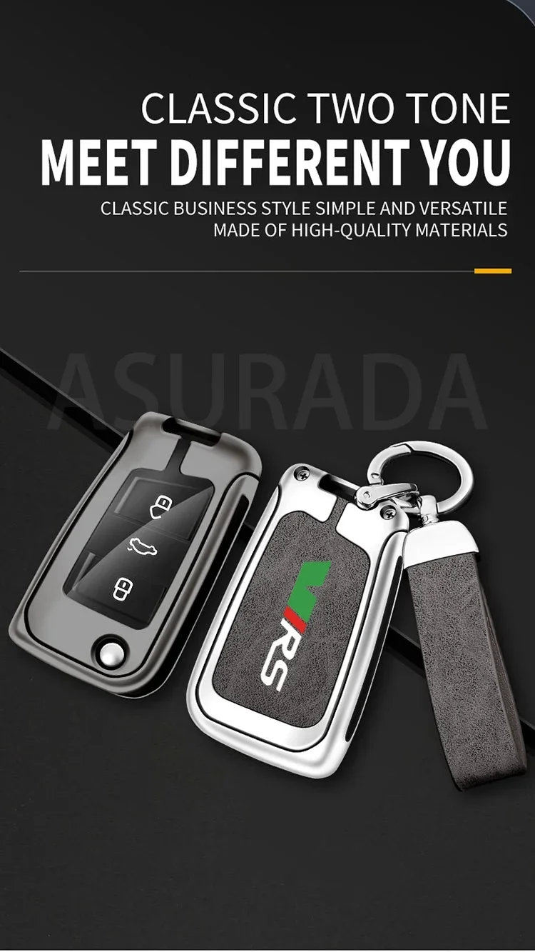 Car Zinc Alloy Key Case Bag For Skoda VRS RS Octavia Fabia Rapid Superb Karoq Kodiaq Kamiq Scala Car Key Chain Metal Key Shell