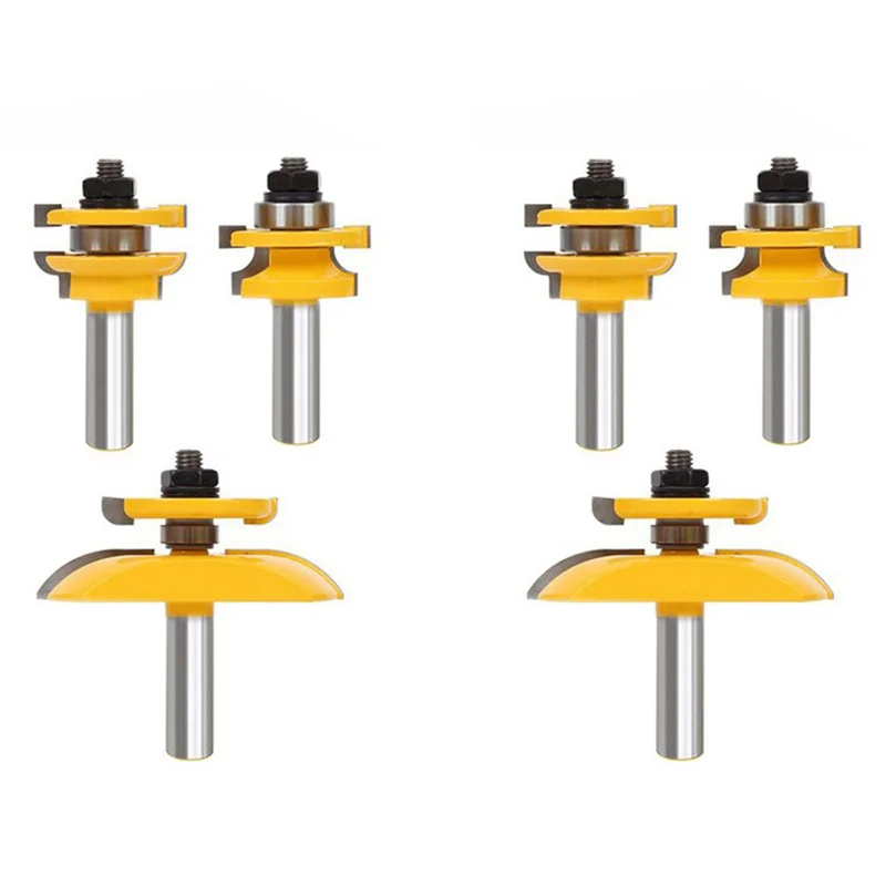 ABRW-6Pcs 1/2 بوصة عرقوب السكك الحديدية و شفرة تقطيع لوحة خزانة راوتر بت مجموعة قاطعة المطحنة أدوات كهربائية سكين الباب قاطع خشب