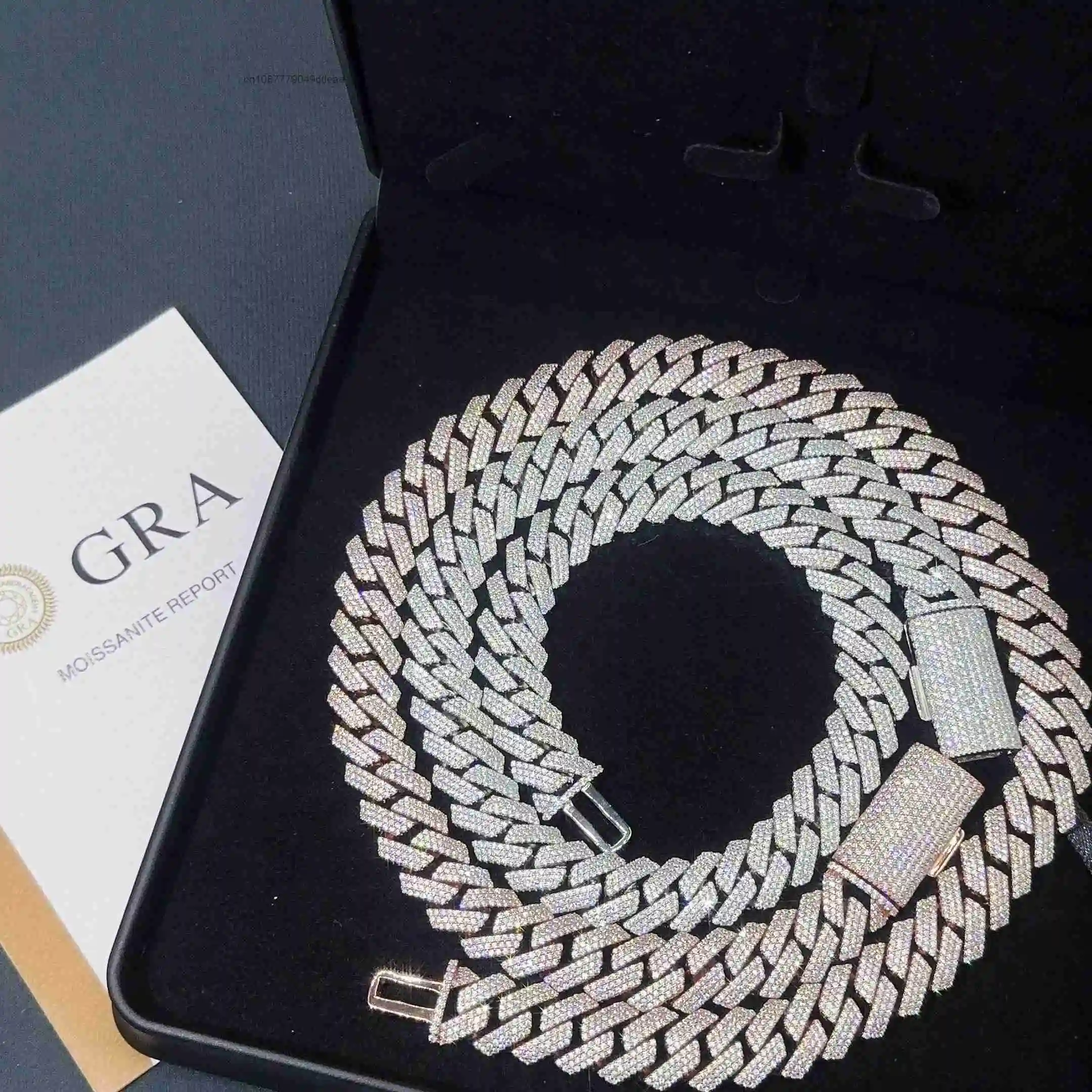 Quality High 3 Row 15MM Solid 925 Silver Moissanite Hip Hop Jewelry Thick Miami Cuban Link Chain for Men Moissanite Necklace..