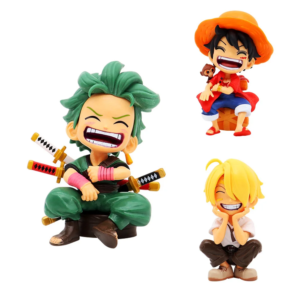 12cm mono de una pieza D. Figuras Luffy Sanji figura luminosa de Anime estatua Pvc modelo muñeca decoración Roronoa Zoro juguetes regalos