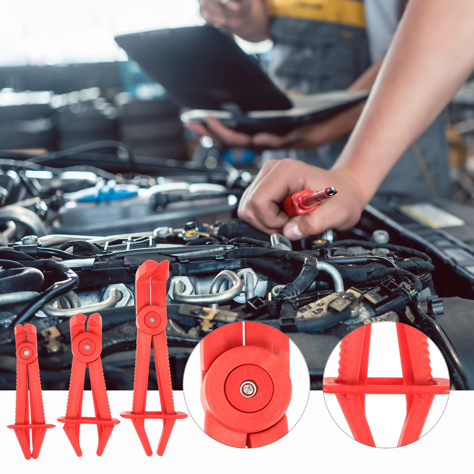 

3Pcs Plastic Hose Clamp Pliers Automotive Repair Tool for Brake Fuel Line Radiator Pinch Off Pliers Set Brake Line Clamp