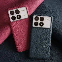 For POCO F8 Ultra Case Business Genuine Leather Cover For Poco F7Pro POCO X6 M5 M6Pro X4Pro F2Pro Back Coque Shockproof Fundas