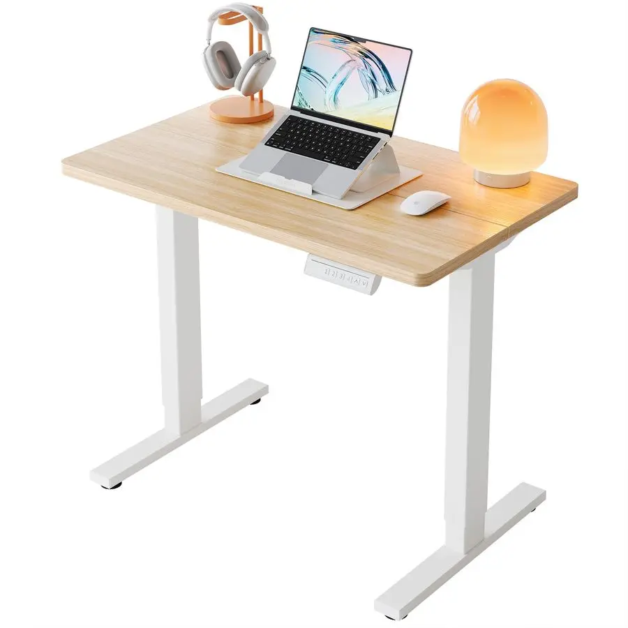 

32 Small Electric Standing Desk Adjustable Height, 4 Memory Height Settings, Sit Stand Up Desk for Home Office Computer Worksta