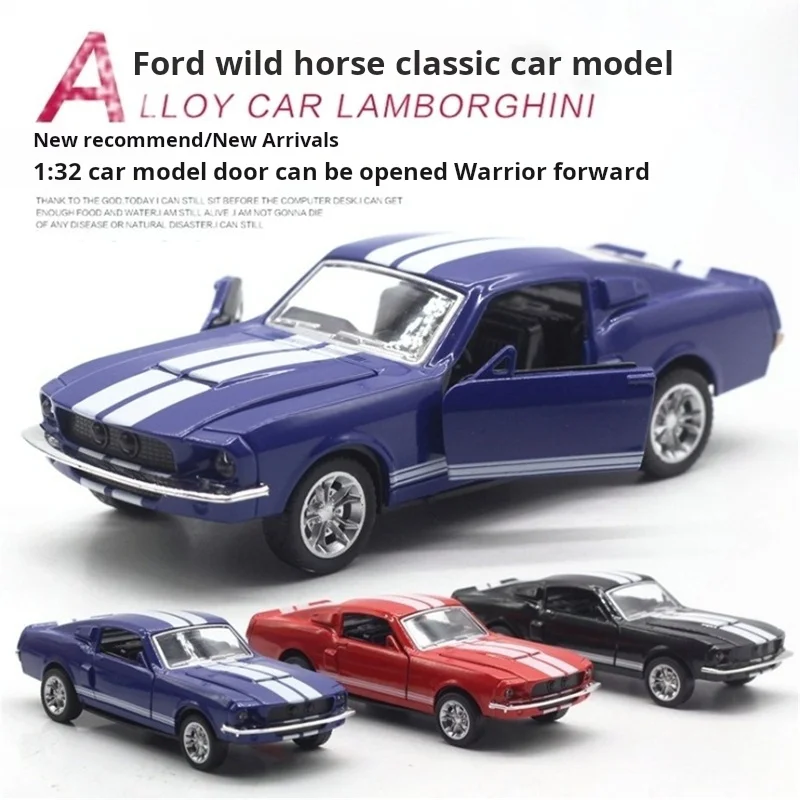 1:32 Alloy Diecast Classic Ford Mustang GT 1967 GT500 Vintage Model Classic Pull Back Toy Car Miniature Vehicle Replica Kid Gift