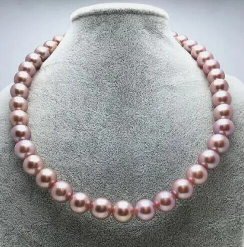 

NATURAL ROUND AAAA 8-9MM PURPLE SOUTH SEA PEARL NECKLACE 14K GOLD CLASP