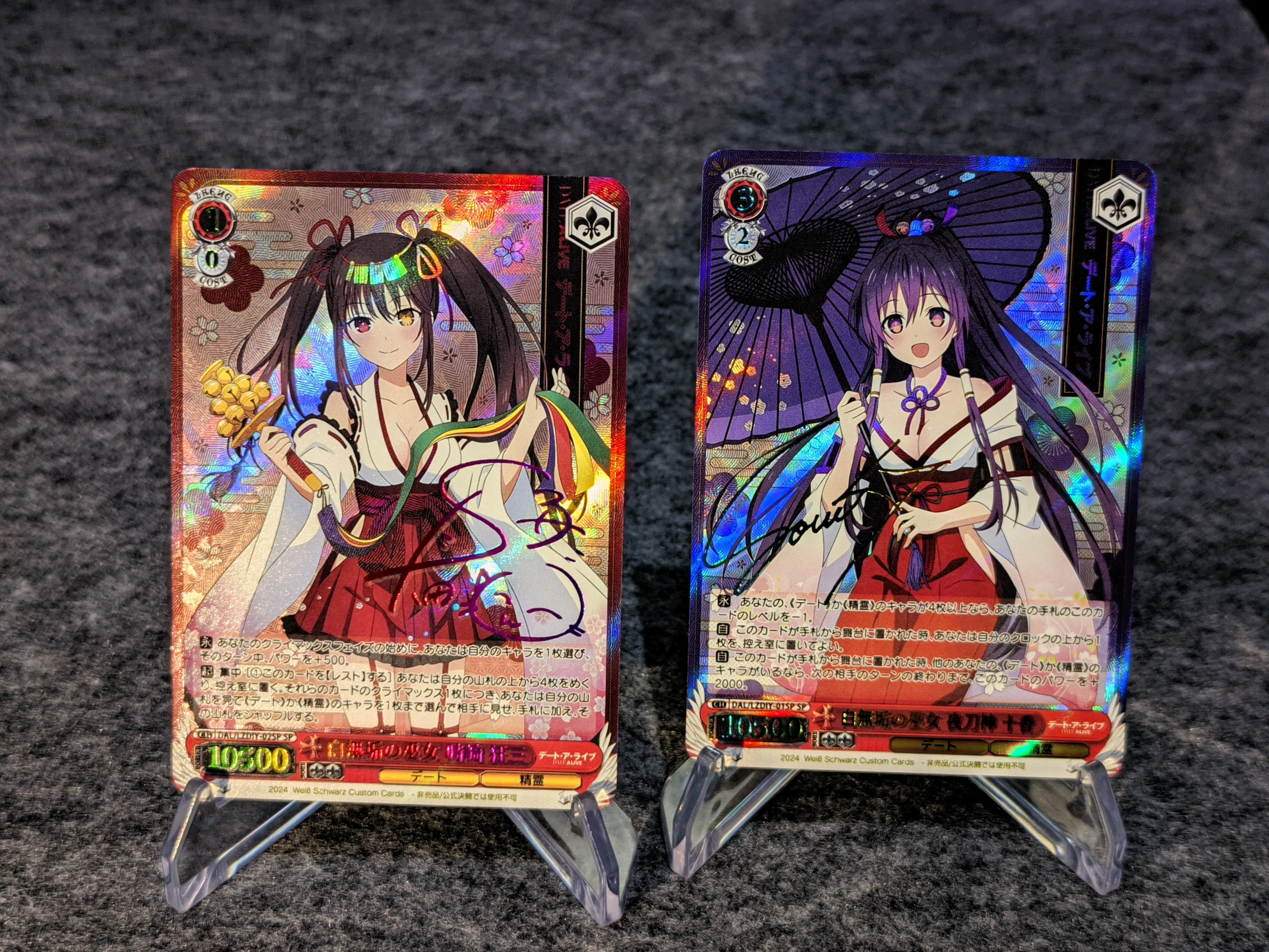 

2Pcs/set Ws Signature Card Date A Live Tokisaki Kurumi Yatogami Tohka Collection Card Refractive Color Flash Gilding Gift Anime