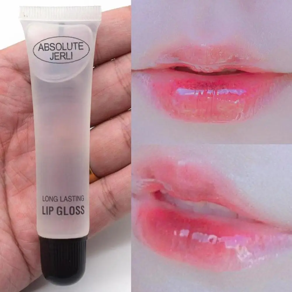 1Pc Clear Hydrating Lip Oil Lip Gloss Moisturizer Plumper in Soft Tube Waterproof Transparent Non-Sticky Gentle Nourishing Make