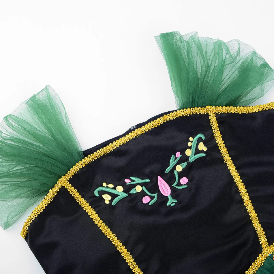 Anna Green Fairy Princess Dress Children Halloween Cosplay Floral Tulle Frock Girls Birthday Carnival Party Elegant Ball Gown
