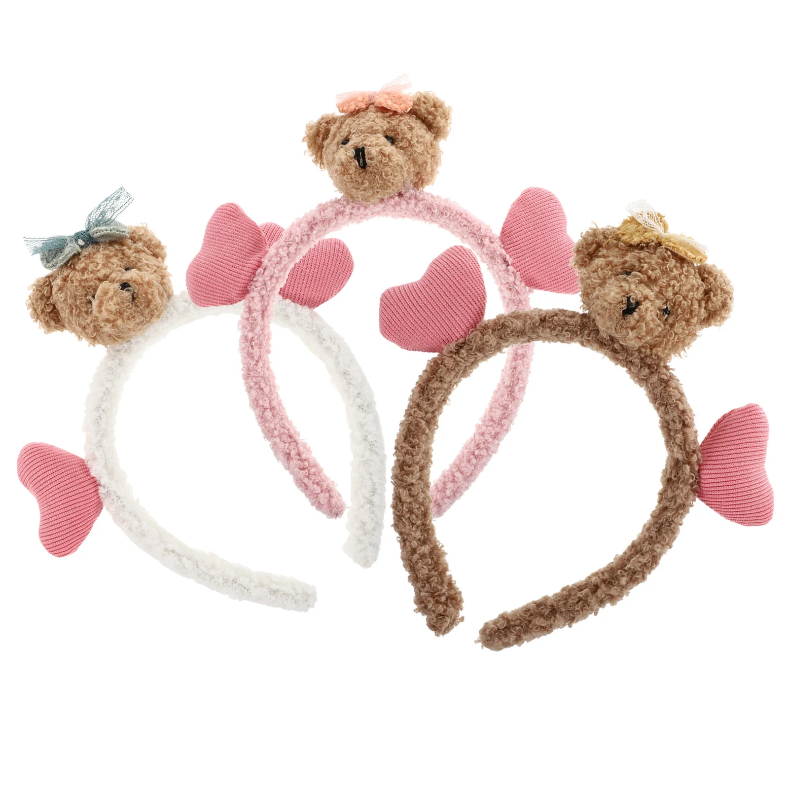 Serre-tête oreilles d'ours pour filles, 3 pièces, accessoires pour cheveux, bandes, fournitures de fête, cerceaux pour femmes