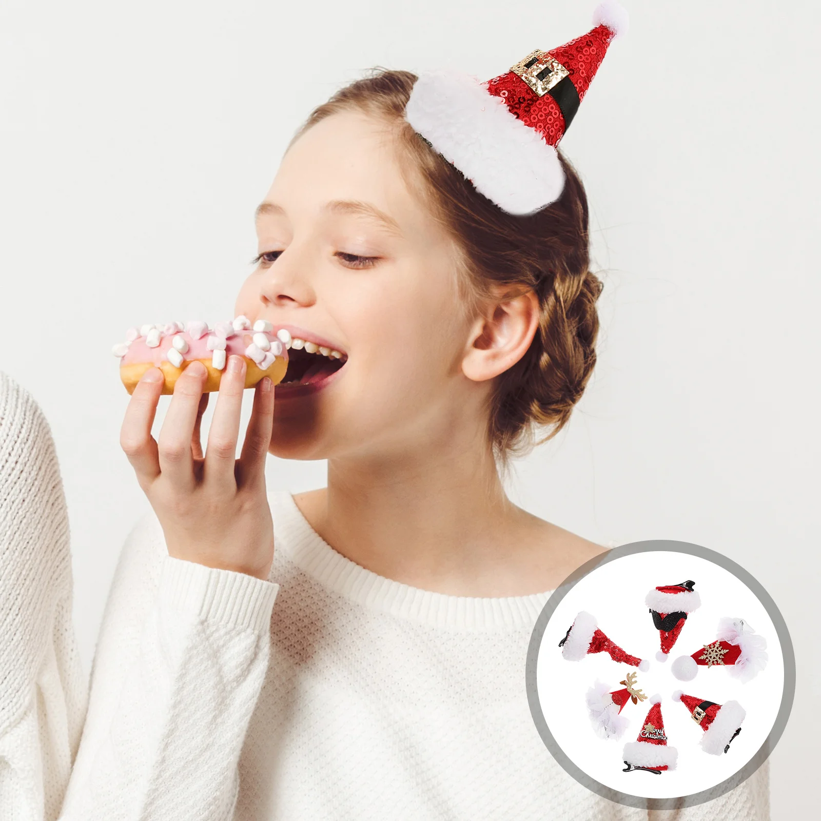 

6 шт., рождественская шляпа, заколки для волос с оленем, заколки из прочной ткани, рождественские аксессуары для волос, заколка для рождественской вечеринки для детей и взрослых