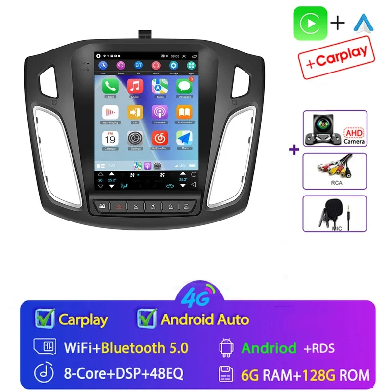 4G + WIFI Android 15 Stereo Voor Ford Focus 3 MK 3 2011-2017 2018 Auto Radio Multimedia Speler GPS 2din Carplay Auto DVD WIFI